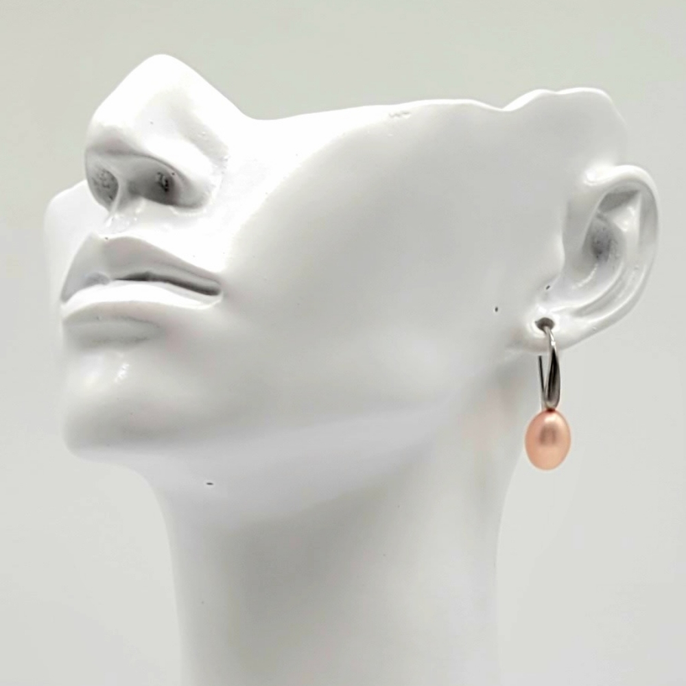Honora Pink Pearl Dangle Earrings in 925 Sterling Silver